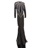 Charbel Zoe Black Crystal Custom Couture Gown Sz XS