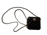 Chanel Black Patent Quilted Crossbody Mini Bag