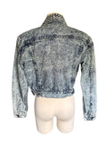 Alice & Olivia Chloe Denim Crop Crystal Embellished Jacket Sz Sm