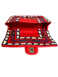 Chanel Red/Navy Quilted Chain Print Silk Bag Purse BRAND NEW