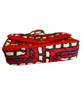 Chanel Red/Navy Quilted Chain Print Silk Bag Purse BRAND NEW