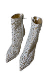 Rene Caovilla Embellished White Beaded Boots Sz 38.5