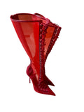 LeSilla Red Mesh Leather Laced Boots Sz 39