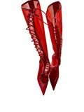 LeSilla Red Mesh Leather Laced Boots Sz 39