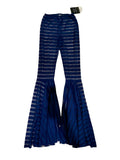 Norma Kamali Navy Sheer Striped Fishtail Leggings Sz XXS