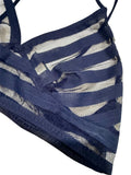 Norma Kamali Navy Sheer Striped Bra Top Sz Med