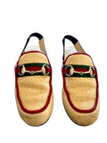 Gucci Canvas Princeton Horsebit Web Mules Unisex Sz 27