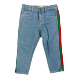 Gucci Web Stripe Denim Light Blue Jeans Sz 24 months