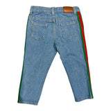 Gucci Web Stripe Denim Light Blue Jeans Sz 24 months