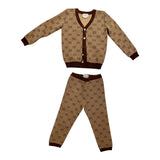 Gucci Beige GG Logo Knit Wool Cardigan & Jogger Set Sz 36 months