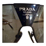 Prada PR 69ZS Black/Dark Grey Logo Shield Sunglasses Unisex