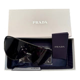 Prada PR 69ZS Black/Dark Grey Logo Shield Sunglasses Unisex