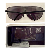 Prada PR 69ZS Black/Dark Grey Logo Shield Sunglasses Unisex