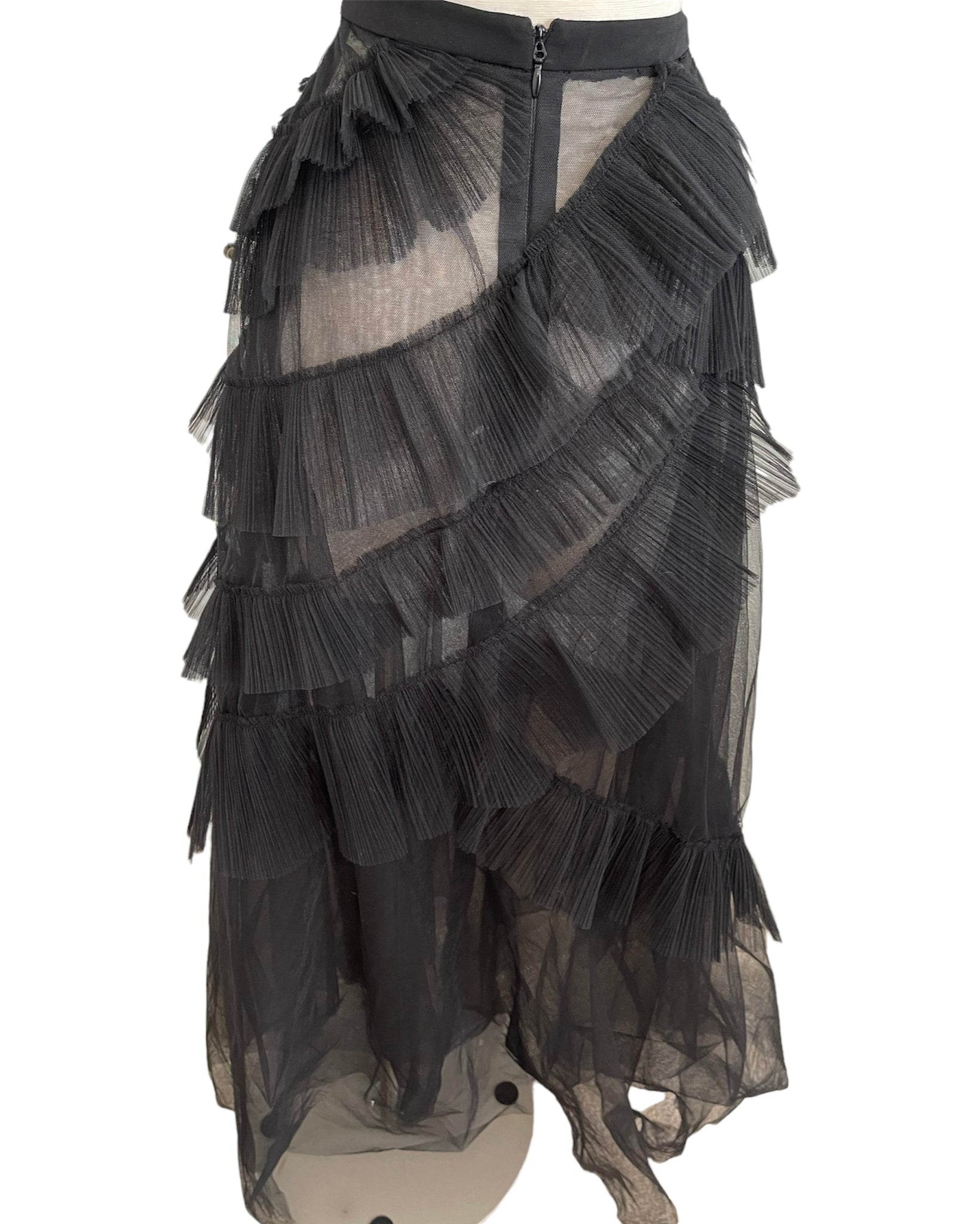 BCBG Max Azria Black Tulle Ruffle Gown Dress Sz Sm Wopsters Closet BCBG Max Azria Black Tulle Ruffle Gown Dress Sz Sm Wopsters Closet