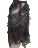 BCBG Max Azria Black Tulle Ruffle Gown Dress Sz Sm