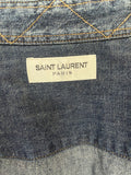 Saint Laurent YSL Denim Military Patch Shirt Sz L