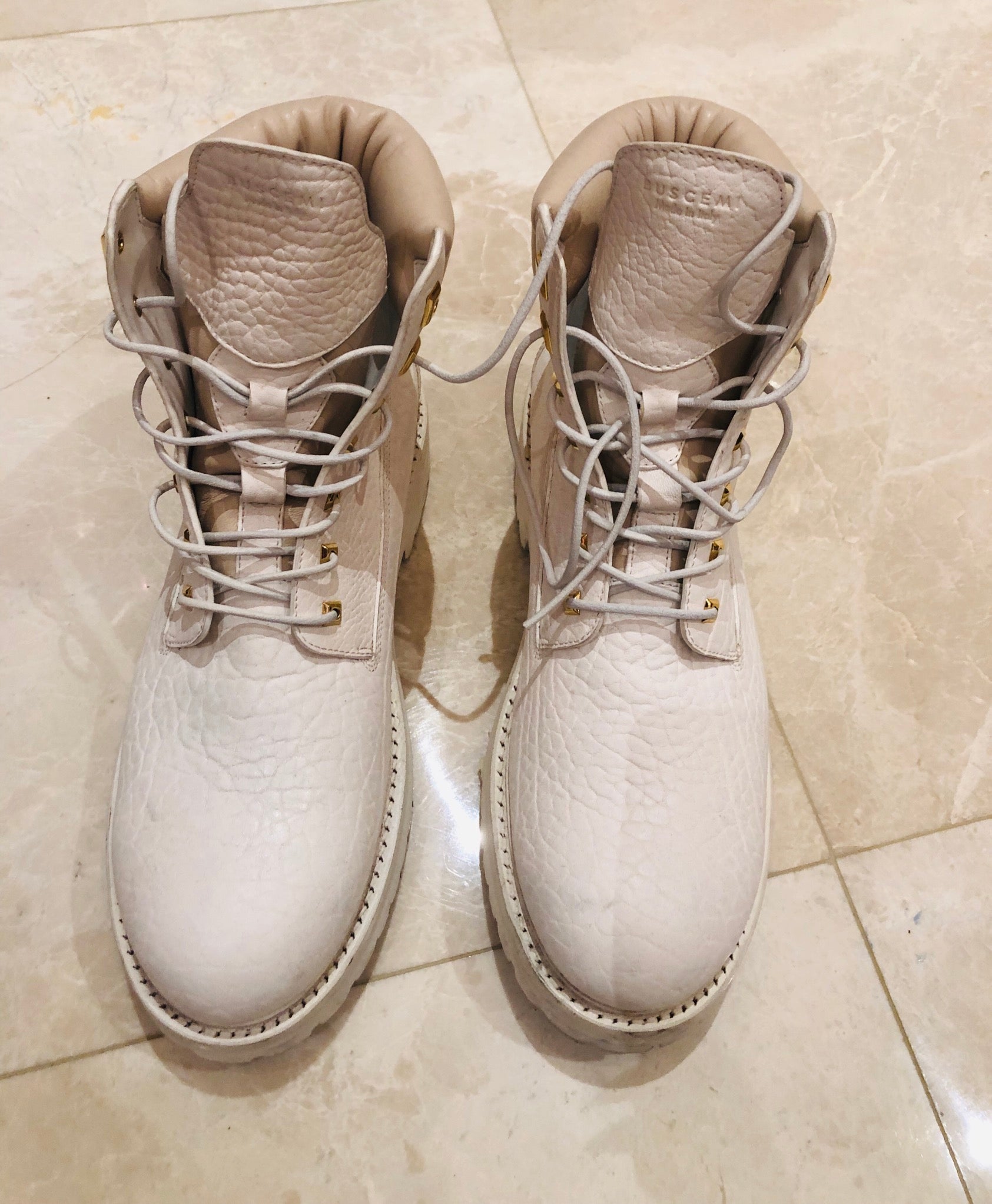 Buscemi Lace Up Leather Site Boots White Sz 45/12 – Wopsters 