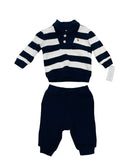 Ralph Lauren Navy Long Sleeve Striped Sweater & Pants Set Sz 6 Months