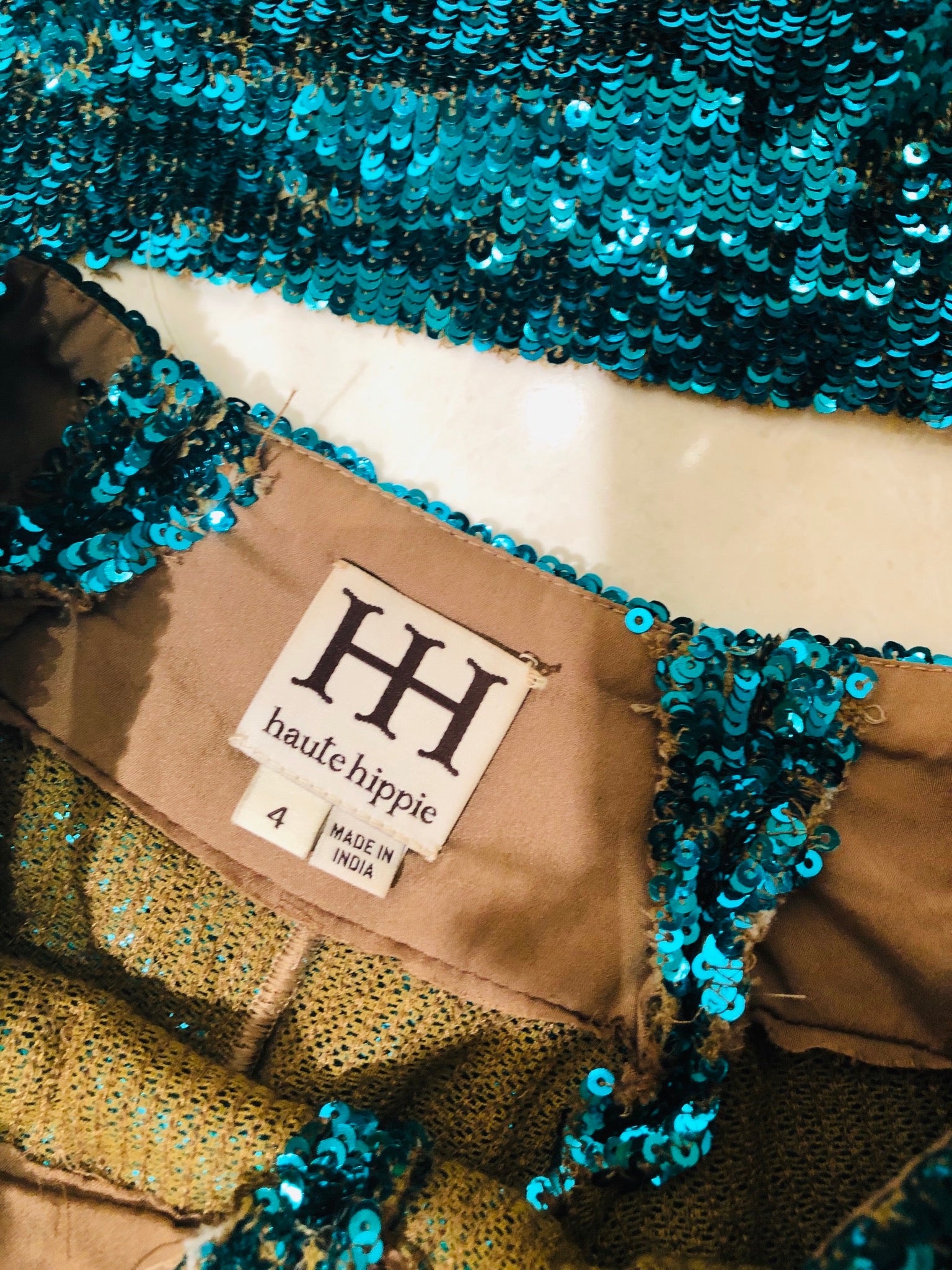 haute hippie blue sequin dress Haute Hippie Women's Sequin Open Back Dress X-Small Buff