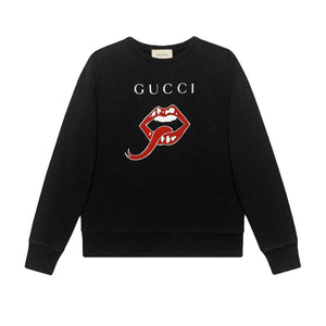 Gucci Mouth Lips Black Jersey Sweatshirt Sz L