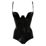 Designer Black Latex Bodysuit Sz Sm