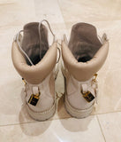 Buscemi Lace Up Leather Site Boots White Sz 45/12