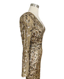 Designer Gold Sequin Beaded Dress Gown Sz Small