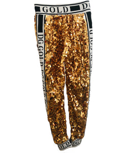Dolce and Gabbana D&G Gold Sequin Jogger Pants Sz Sm