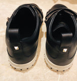 Valentino V Punk Black Leather Strap Sneakers  Sz 45