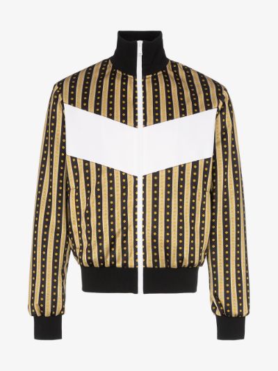 Versace Greca Print Striped Track Jacket Sz XLarge