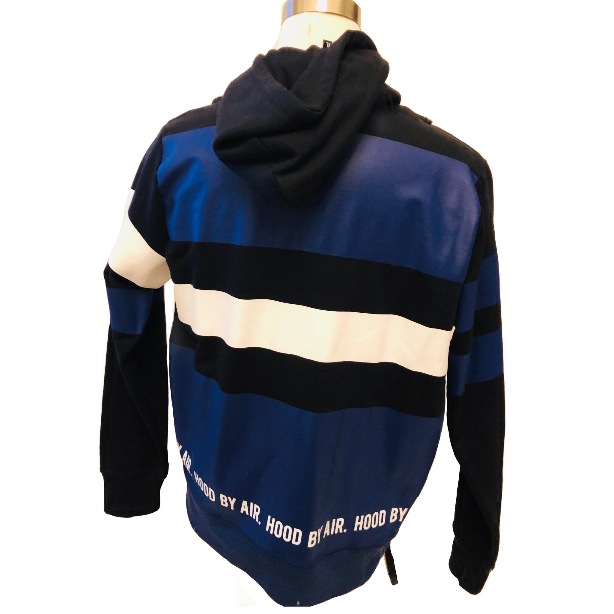 トップス hoodbyair Hood By Air HBA Blue Striped Hoodie Top Jacket Sz XL