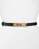 Moschino Black/Gold Leather Logo Belt Sz 38