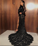 Charbel Zoe Black Lace Custom Couture Gown Sz XSm