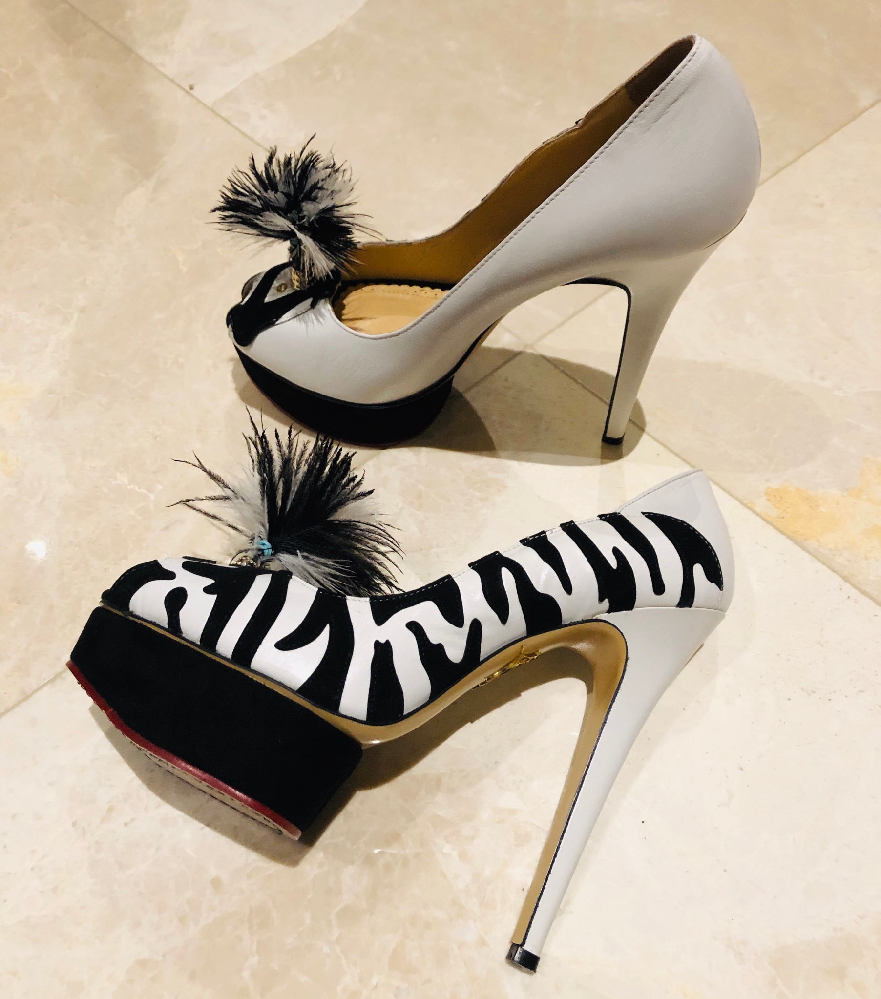 Charlotte Olympia Zelda Zebra Print Trompe L'oeil Pump Sz 38 Charlotte Olympia Zelda Zebra Print Trompe L'oeil Pump Sz 38
