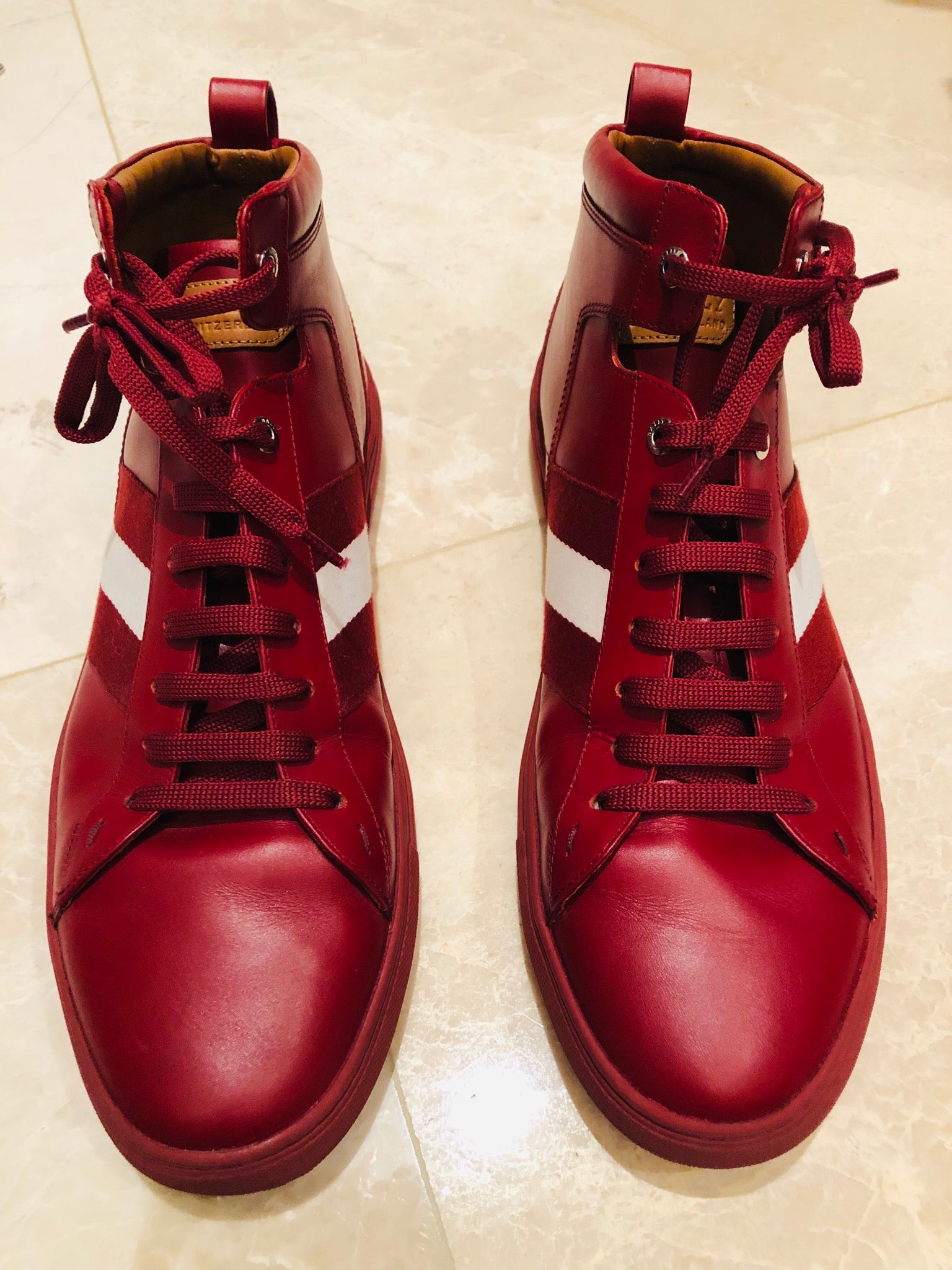 Bally Oldani Red Leather High Top Sneakers Sz 11 12 Wopsters Closet