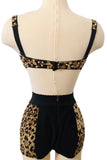 Dolce and Gabbana Satin Leopard Bra & Shorts Set SZ SM