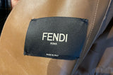 Fendi FF Shearling Leather Brown Logo Jacket  Sz 52