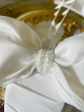 White Bridal Bow Handmade Fascinator Couture Headpiece