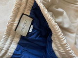 Gucci Blue Tan Patch Leather Shorts Sz XL