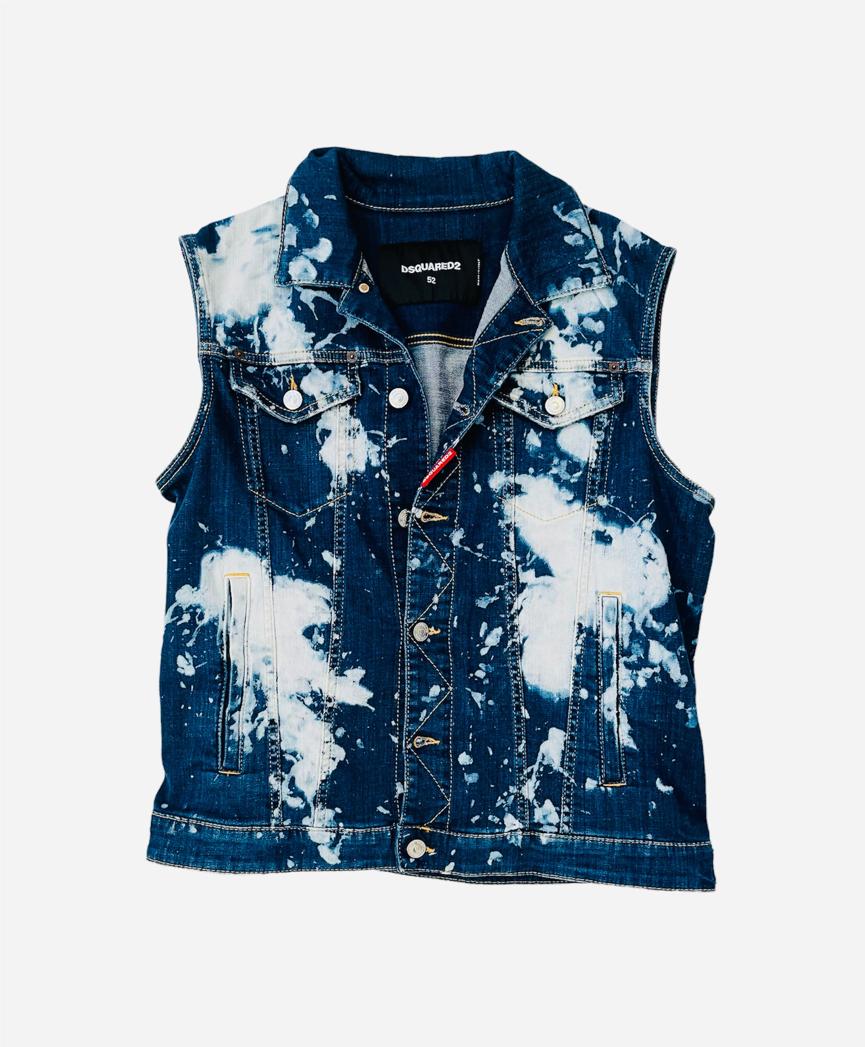Dsquared2 Bleached Denim Jacket Vest Sz 52 – Wopsters Closet
