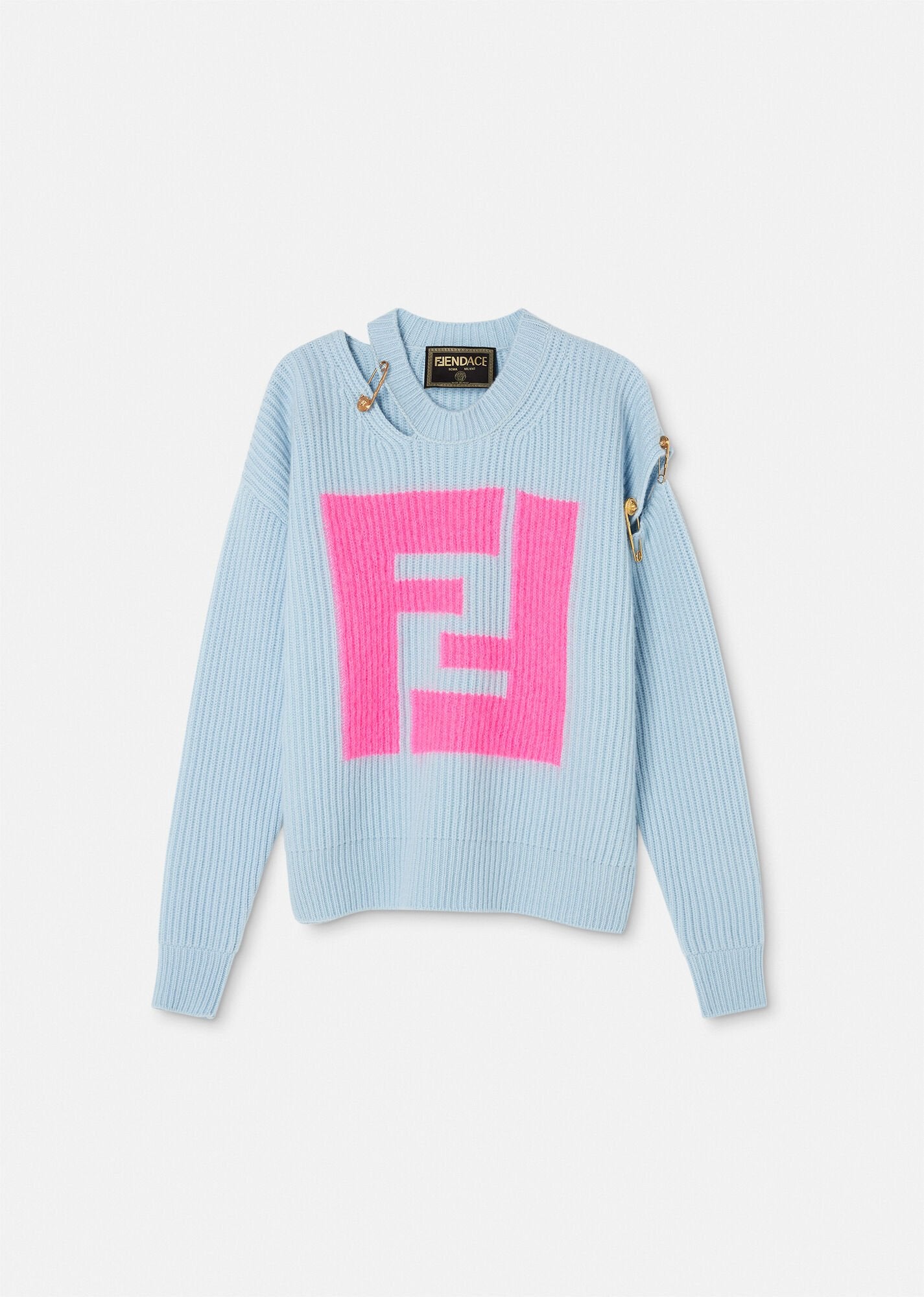 FENDACE ニット FENDI×VERSACE Versace Fendi Fendace Pink Blue Cutout Sweater Sz 52