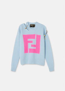 Versace Fendi Fendace Pink Blue Cutout Sweater Sz 52