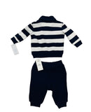 Ralph Lauren Navy Long Sleeve Striped Sweater & Pants Set Sz 6 Months