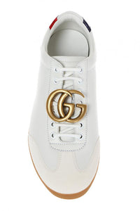 Gucci Metal GG logo White Leather Sneakers Sz 12 – Wopsters Gucci Metal GG logo White Leather Sneakers Sz 12 – Wopsters