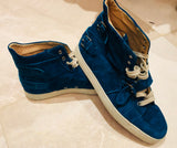 Christian Louboutin Blue Suede Buckle Sneakers Sz 45.5