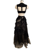 BCBG Max Azria Black Tulle Ruffle Gown Dress Sz Sm
