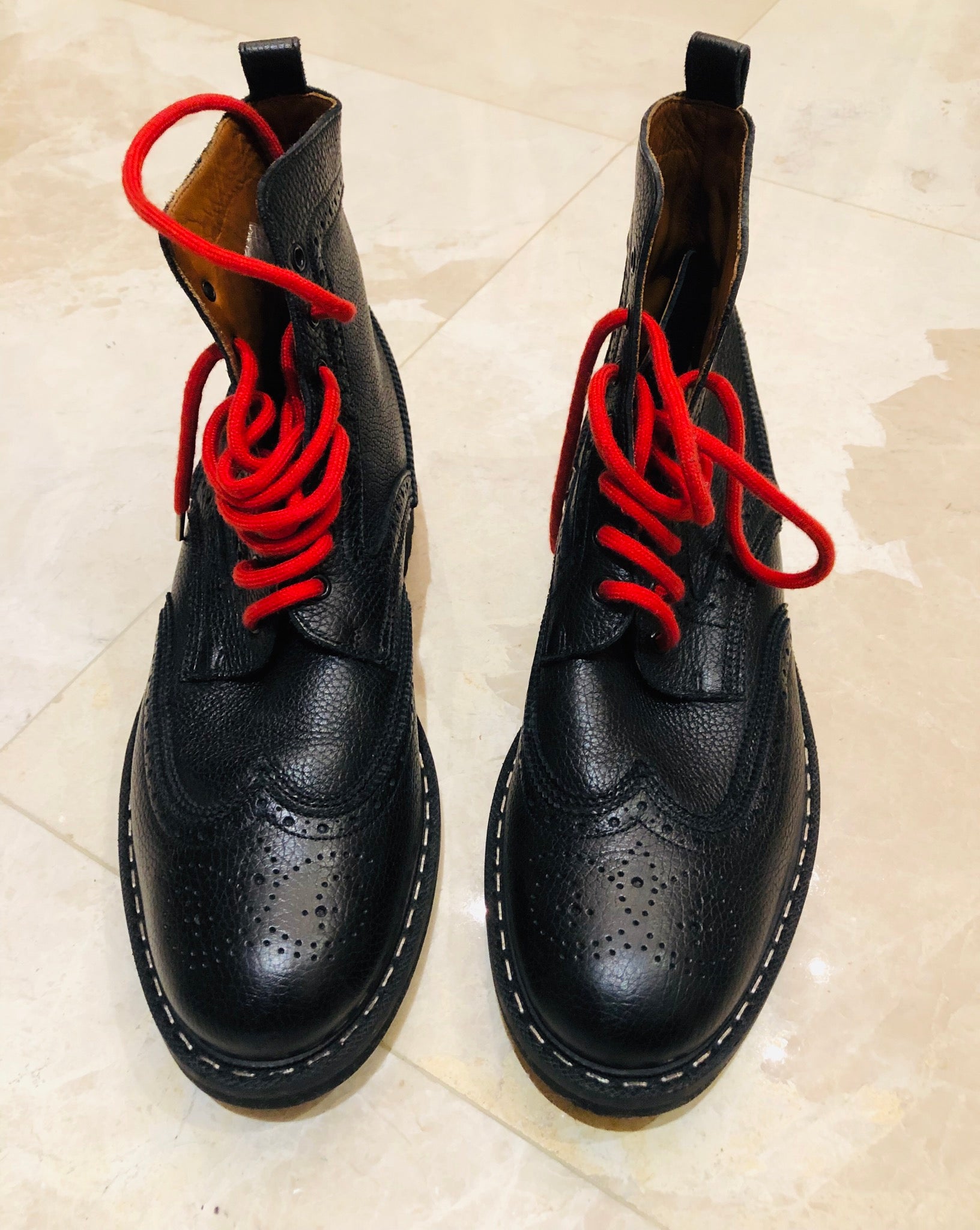 Givenchy Wing Tip Black Leather Combat Boots Sz 12/45 – Wopsters