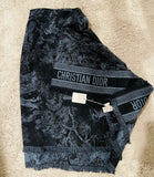 Christian Dior Logo Navy Cashmere Shawl Scarf