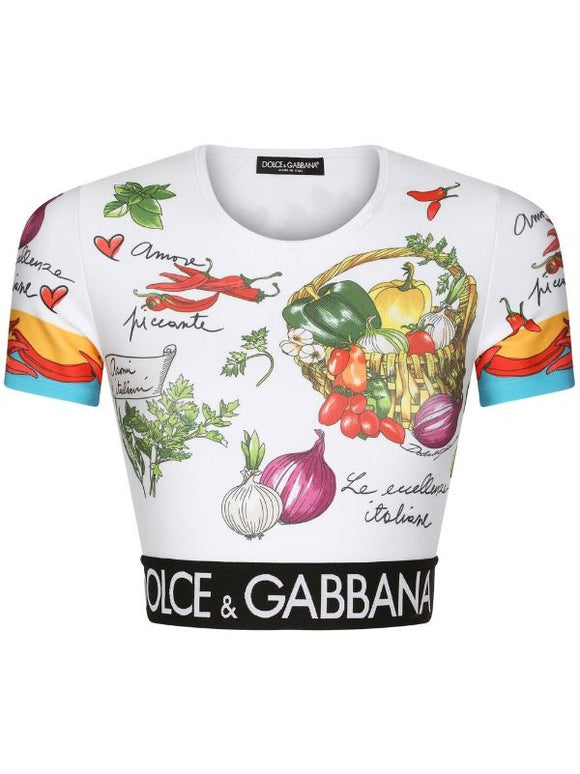 Dolce and Gabbana Vegetable Print Crop Top Sz Med