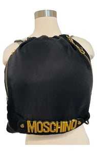 Moschino Milano Nylon Gold/Black Logo Backpack